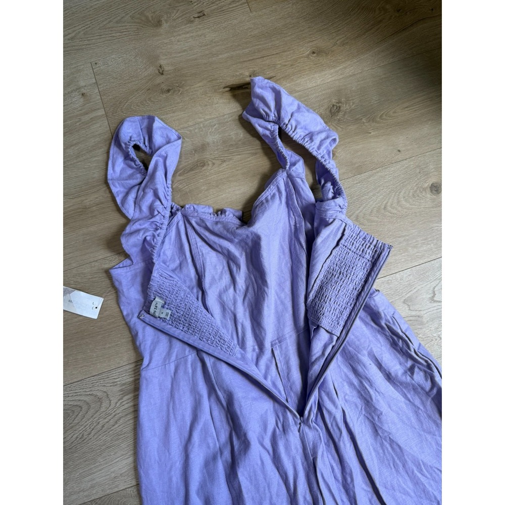 NWT Womens ON 34TH purple linen blend sleeveless jumpsuit ruffle summer size XL - Picture 16 of 16